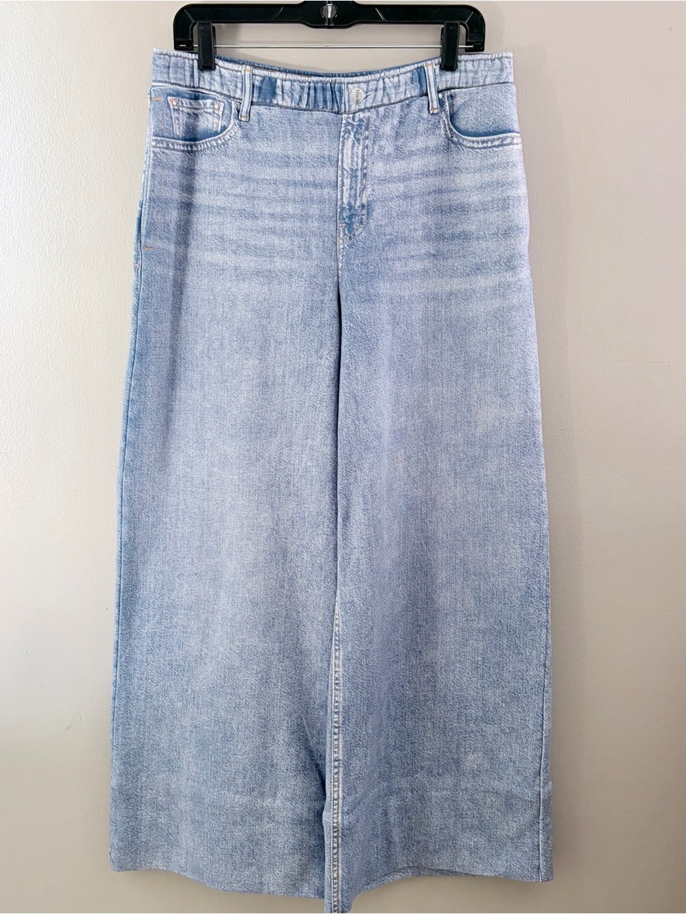 Gap French Terry Printed Denim Wide Leg Sweatpants Light Wash Medium Tall
